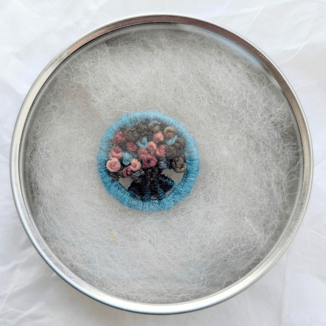 Dorset Button Brooch - rainbow and blue