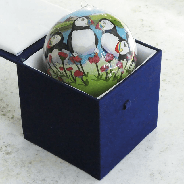 Glass Bauble Puffins