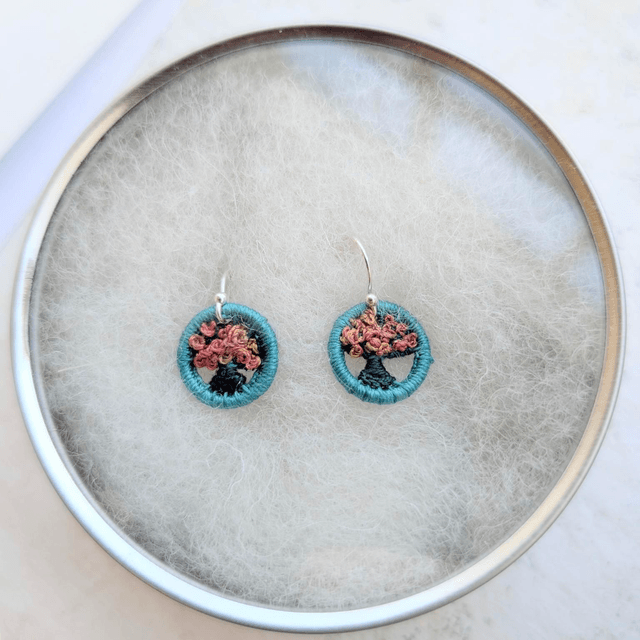 14mm Dorset Button Autumn Tree Earrings 