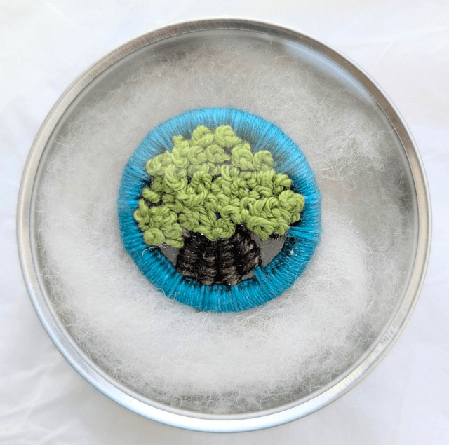 Dorset Button Brooch - lime with turquoise 