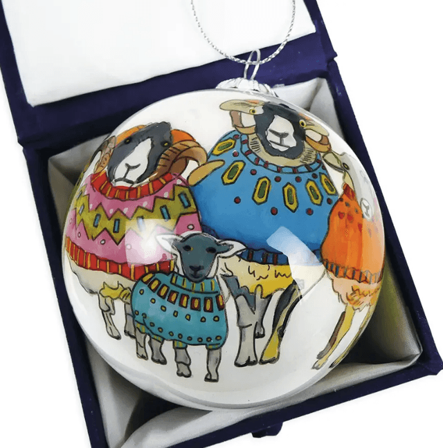 Glass Bauble Sheep in Sweaters