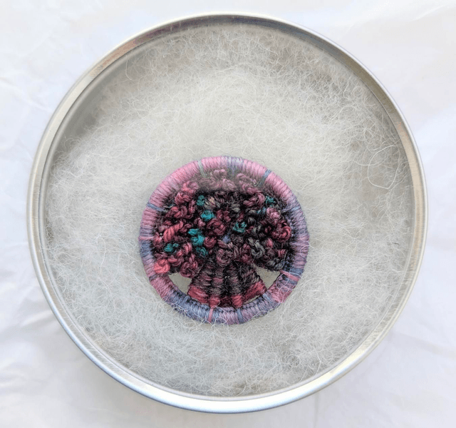 Dorset Button Brooch - old brick and turquoise 