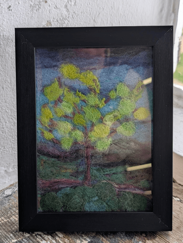 Moorland Tree Framed Needle Felted Picture 