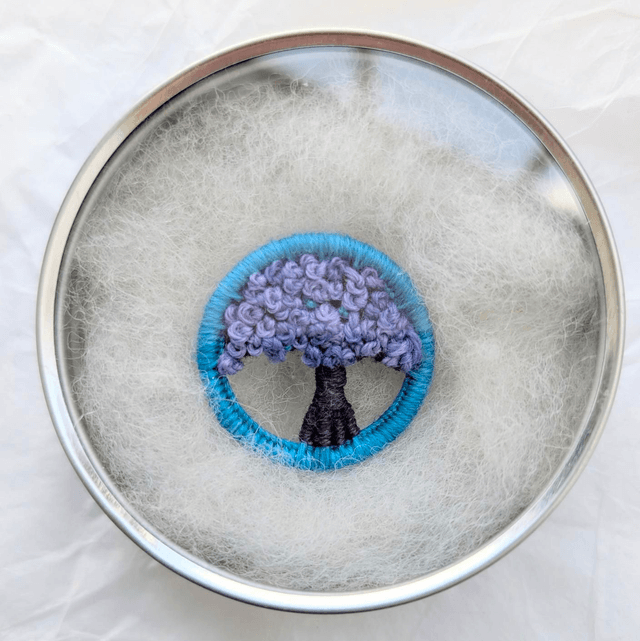 Dorset Button Brooch - purple and teal 