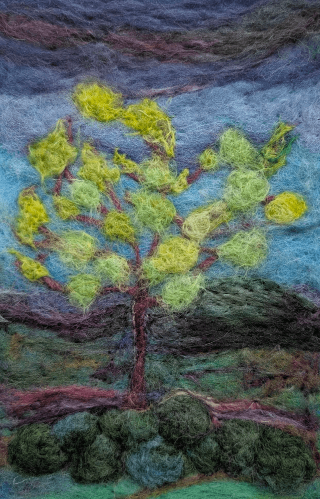 Moorland Tree Framed Needle Felted Picture 