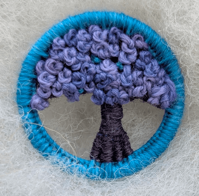 Dorset Button Brooch - purple and teal 