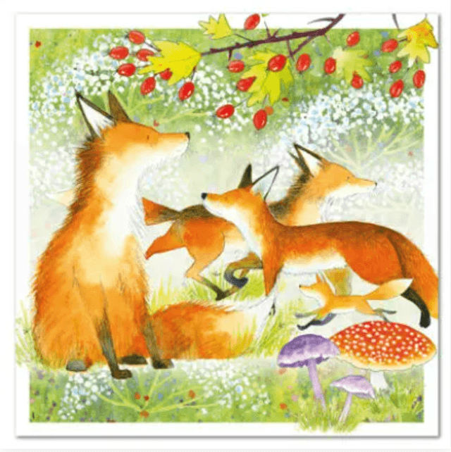 Greetings Card Fox Family 