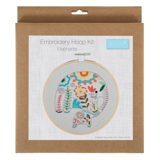 Elephant Embroidery Kit with Hoop 