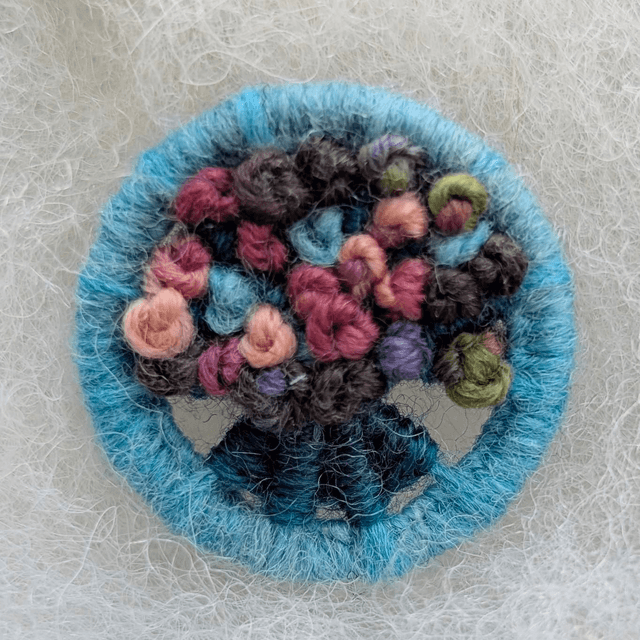 Dorset Button Brooch - rainbow and blue
