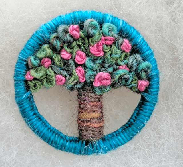 Dorset Button Brooch - pink and green 