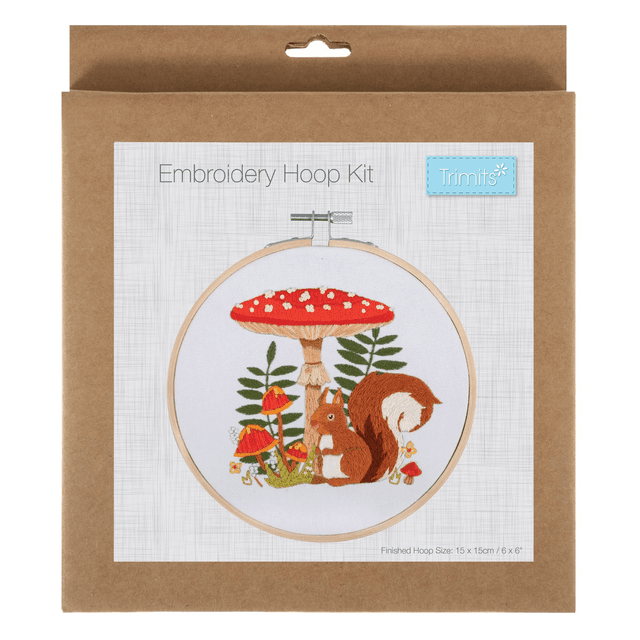 Squirrel with Toadstool Embroidery Kit with Hoop 