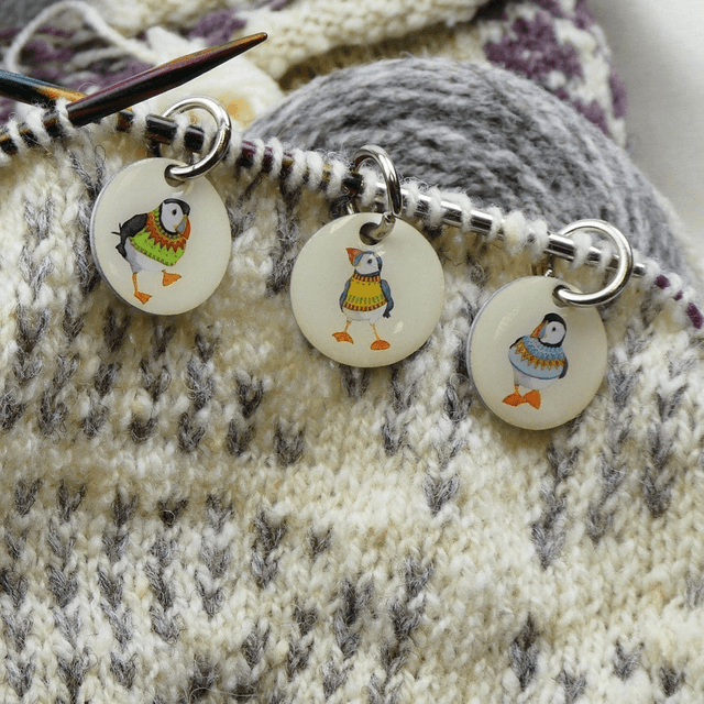 Stitch Marker Knitting - Woolly Puffins set of 6