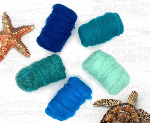 Carded Corriedale Sliver mixed pack Marine Tones