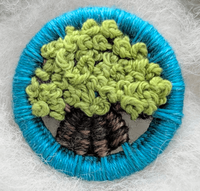 Dorset Button Brooch - lime with turquoise 
