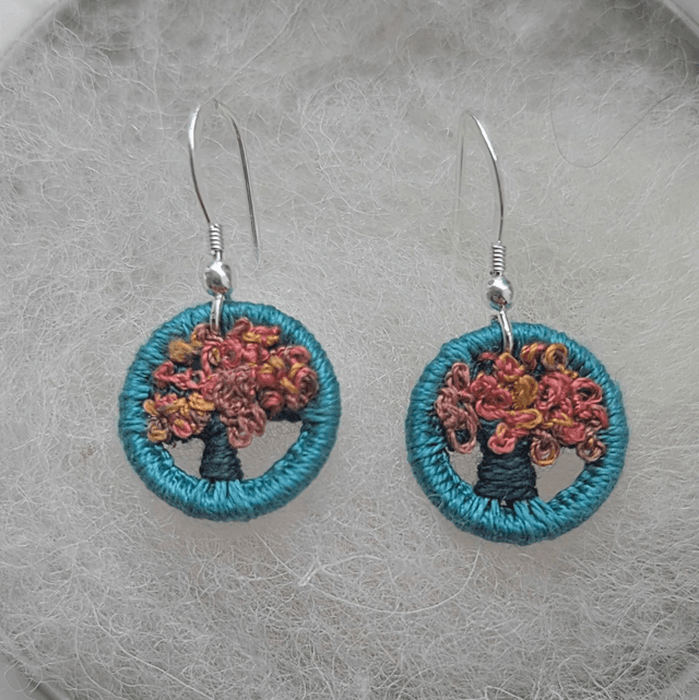 14mm Dorset Button Autumn Tree Earrings 